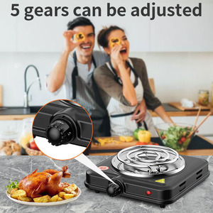 Single Burner Electric Hot Plate 110V/220V US Plug Knob Control Black Portable Cooking <b>Stove</b> for Home Kitchen Use - Product Image 3