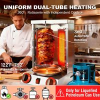 Four à shawarma pour usage commercial et domestique, rôtissoire à gaz à double brûleur, 360° °   Rotation automatique, bac à miettes amovible