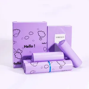 Custom Hello Logo Printing Recyclable Purple Cute Luxury Personalised Self-Adhesive Mailing Delivery Shipping Bags For Clothing