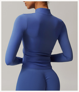 OEM ODMNude Feeling da <span class=keywords><strong>donna</strong></span> Slim Fit Full Zip up Yoga Gym <span class=keywords><strong>Fitness</strong></span> manica lunga tuta Yoga per <span class=keywords><strong>donna</strong></span> abbigliamento da palestra allenamento giacca con cerniera - Product Image 3