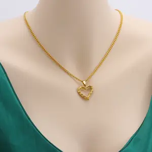 Set perhiasan kalung hati cinta besar manis kristal Premium modis 2023 untuk anak perempuan
