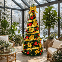 Prix direct usine – Arbre de Noël artificiel pré-éclairé de 1,8 m et 2,1 m, vente en gros, arbre de Noël de luxe réaliste avec rubans dorés