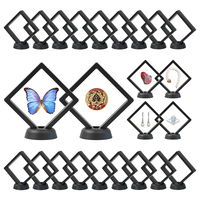 Boîte de présentation flottante 3D en film PE 9x9cm, vente en gros d'usine, pour pièces de monnaie de collection et bijoux