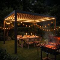 Pergola Modulaire d'Extérieur en Aluminium à Double Couche avec Lames Orientables, Plusieurs Finitions de Couleur, Structure d'Ombrage pour Fêtes