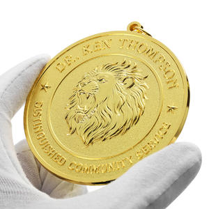 Medaglia Personalizzata con Leone in Rilievo <span class=keywords><strong>3D</strong></span> Dettagliato, Souvenir Rotondo Placcato Oro in Lega di Zinco - Product Image 2