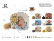 กระเป๋าใส่เหรียญรูปครึ่งวงกลมลายการ์ตูน 5 นิ้ว ปิดด้วยซิป กระเป๋าสตางค์ผ้าไม่ทอขนาดเล็กสำหรับทุกเพศ - Product Image 1