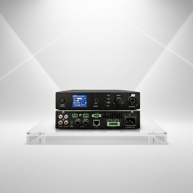 DSP-2100H 2x100W Class D Half-Rack Power Amplifier Indoor AC Powered Aluminium Alloy Anti-Howling IoT Control Meeting BGM Full