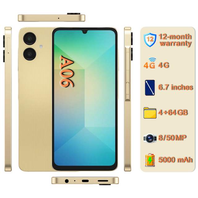 Wholesale 100% Original Mobile Phones A06 128GB [50MP Camera] [Dual SIM Card] Unlocked Global Version 4G Smartphone SM-A065