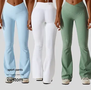 <span class=keywords><strong>Pantalones</strong></span> acampanados sólidos para mujer, venta al por mayor, mallas deportivas para Yoga, gimnasio, Push Scrunched, glúteos, entrenamiento, ropa deportiva, mallas deportivas de talla grande - Product Image 1