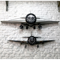 Décoration murale rétro en fer, haute qualité, 1 pièce, décoration industrielle antique, avion, horloge murale créative, bar, restaurant et café, 2021
