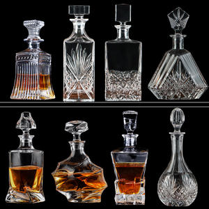 Luxury Set 8 Crystal Whiskey <strong>Decanters</strong> 750ml High Eco-Friendly Elegant <strong>Cut</strong> <strong>Glass</strong> Bottles for Bourbon Scotch Home Bar Decor - Product Image 1