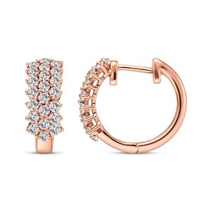 Boucles d'oreilles créoles classiques en diamant de laboratoire taille ronde pour femme, couleur VVS VS EF, en argent sterling 925, or 10KT 14KT 18KT, tendance - Product Image 1