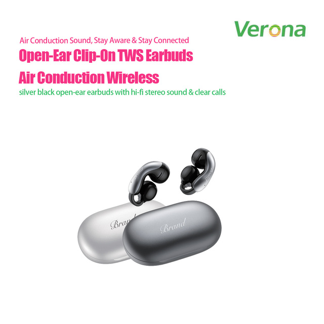 Open Air Conduction Wireless Earbuds Clip-On IPX-4 Waterproof 5-10 Hours Playtime Volume Control Running Gym