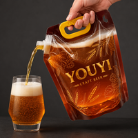 Pochettes souples verticales avec bec verseur et poignée 1L 1.5L 2L 3L – Sachets transparents pour liquides, personnalisables, anti-fuite, pour emballage de bière artisanale et de boissons