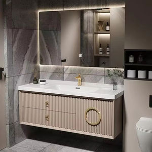 Mueble de Baño Moderno de Lujo Blanco con Luz LED, Espejo Inteligente con Diseño de Panal, Construcción de Madera Maciza y Melamina, Acabado Lacado - Product Image 4