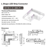 Conector de esquina de tira de LED de 90 grados para 8mm y 10mm 2 pines de un solo color SMD COB tira de iluminación conectores de categoría de producto