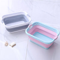 2023 nouveaux produits en plastique rétractable pliable conception en plastique cuisine buanderie grande capacité stockage panier à linge