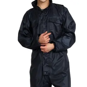 Rareem男士长款Pvc防水雨衣长款涤纶连身衣工厂热销成人时尚雨衣黑色500件