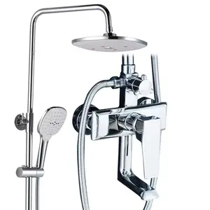 Wholesale Euro Style Luxury Brass Kits Rainfall Hot Cold Water Chrome Bathroom Shower Set