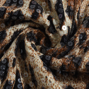 Falda Elástica de Poliéster de Doble Capa con Estampado de Leopardo y Lentejuelas, Cintura Imperio, Estilo <span class=keywords><strong>Vintage</strong></span>, Colección Otoño - Product Image 6