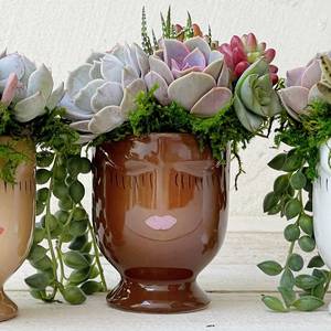 <span class=keywords><strong>Macetas</strong></span> de cerámica <span class=keywords><strong>con</strong></span> diseño de cara brillante para plantas de interior, maceta de cerámica pintada <span class=keywords><strong>a</strong></span> <span class=keywords><strong>mano</strong></span> para regalo de novia, novedad - Product Image 3