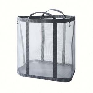 Extra Large Foldable Mesh <b>Laundry</b> Basket with Handle <b>Travel</b> and <b>Laundry</b> Room Space Saving Storage Organizer - Product Image 5