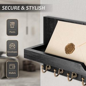 Porte-clés et porte-lettres style ferme, étagère flottante de 15 pouces, 7 crochets robustes pour clés, décoration murale d'entrée, porte-clés rustique pour la maison - Product Image 4