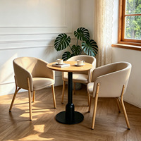 Conjunto de Muebles Minimalistas para Cafetería, Sillón de Tela Suave + Mesa Redonda de Madera para Uso Comercial y Doméstico