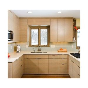 Gabinetes de Cocina Modulares en Forma de L, Coloridos, con Acabado de Grano de Madera, para Hogares Modernos - Product Image 4