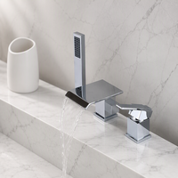 Robinet de baignoire cascade moderne en laiton avec inverseur, finition chrome poli, cartouche céramique 35/40mm, jet doux
