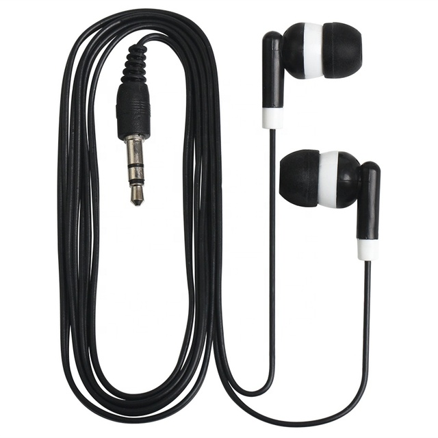Cheapest Colorful Wired In-Ear Disposable Earphones Headphone for Gift School Library Museum for Bus or Train or Plane