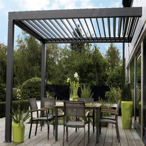 2-20% de réduction Petite pergola d'arrière-cour Kit de jardin sur le toit avec persienne d'extérieur Gazebo en métal attaché à la maison - Product Image 2