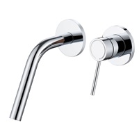 Robinet de lavabo encastré tout en cuivre brossé or, robinet mural pour eau chaude et froide, robinet mural pré-encastré extensible