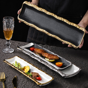 Роскошные винтажные суши тарелки прямоугольное блюдо высокого качества тарелки фарфоровая посуда для ресторана бытовой - Product Image 4