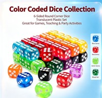 Rerdeim – Lot de 6 dés en acrylique, 16 mm, standard, 6 faces, colorés, pour jeux de société, apprentissage des mathématiques, utilisation en classe, 12 couleurs