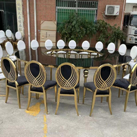 Table en verre trempé doré au design moderne Sawa pour une utilisation en extérieur dans les hôtels et restaurants
