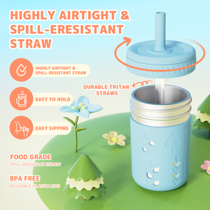 Usine en gros verre enfants gobelet 304 acier inoxydable sans BPA enfants tasse déversement <span class=keywords><strong>Prood</strong></span> enfants tasses avec paille - Product Image 3