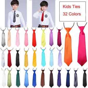 Boys Pre-tied Elastic Neck Strap Tie Little Boys Necktie Solid Color Kids Necktie