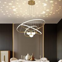 Lustres suspendus modernes à LED à 3 anneaux, à intensité variable, pour cuisine, hôtel, salon, décoration Starry Reflection