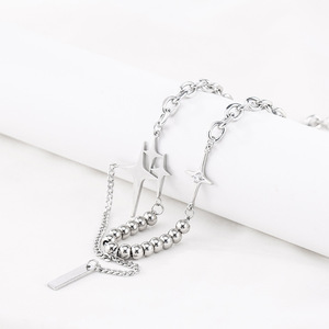 Collar con Colgante de Estrella, Acero Inoxidable, Engaste Pavé, Joyería para Fiesta XYN0114 - Product Image 1