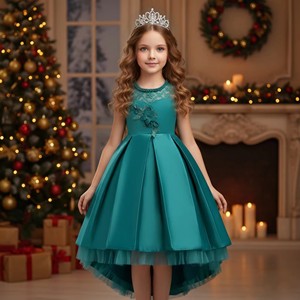 Style occidental fleur fille <span class=keywords><strong>robe</strong></span> de mariée 3-<span class=keywords><strong>D</strong></span> brodé petite princesse <span class=keywords><strong>robe</strong></span> de soirée formelle enfant <span class=keywords><strong>robe</strong></span> pour la performance - Product Image 1
