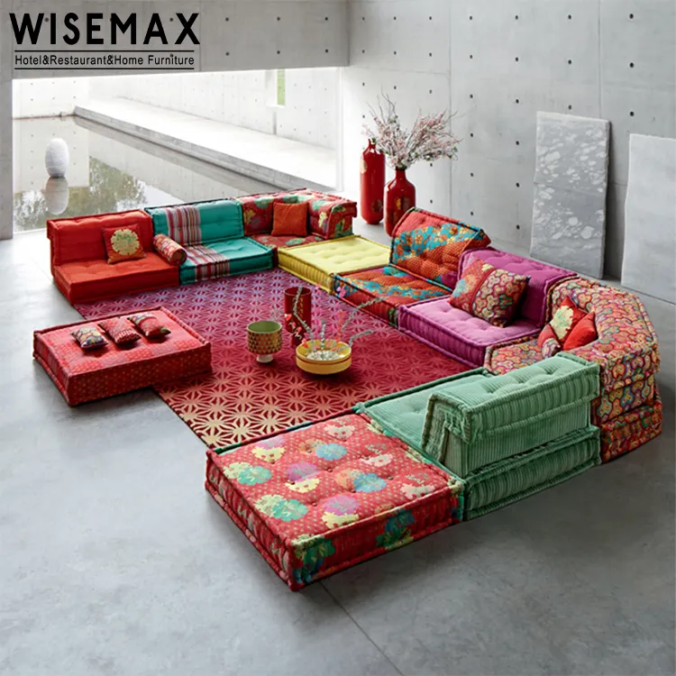 WISEMAX mobili in tessuto colorato divano grande formato sezionale divano 7 posti con pouf divano divano divano divano divano soggiorno divano