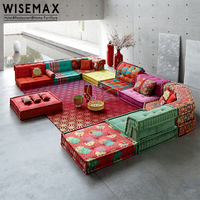 WISEMAX Ensemble de canapés Sofa sectionnel grande taille en tissu coloré 7 places avec repose-pieds Meubles de loisirs