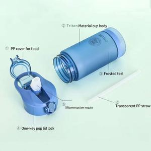 BPA Free Tritan Sports Water <b>Bottle</b>, Leakproof <b>Flip</b> <b>Top</b> Drinking <b>Bottle</b> <b>with</b> Handle, for Gym, School - Product Image 2