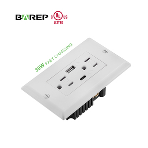 Tomacorriente USB Empotrable BAREP de 30W con Certificación CETLus, Receptáculo Dúplex de 15A 125V con USB-A QC3.0 y USB-C PD3.0, Estándar Estadounidense - Product Image 1