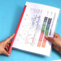 Protège-documents transparents en PP format A4 avec barre de reliure coulissante colorée et couverture de rapport avec barre dorsale