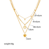 Dernière Mode Multi-Couches Acier Inoxydable Arbre de Vie Collier Pendentif Cœur Plaqué Or 18 carats pour Femmes