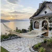 Hamac en corde de coton avec barre de maintien, lit balançoire double pour jardin extérieur, balcon, intérieur, maison, usage de loisirs
