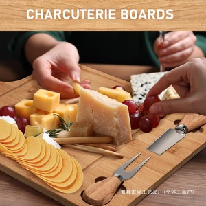 Planche à fromage en bambou avec ensemble de couteaux, plateau de découpe multifonctionnel en bois naturel pour la cuisine - Product Image 4