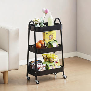 Chariot <span class=keywords><strong>utilitaire</strong></span> à <span class=keywords><strong>3</strong></span> niveaux avec roulettes et paniers en filet, chariot de rangement multifonctionnel pour cuisine, salon, garage - Product Image 1